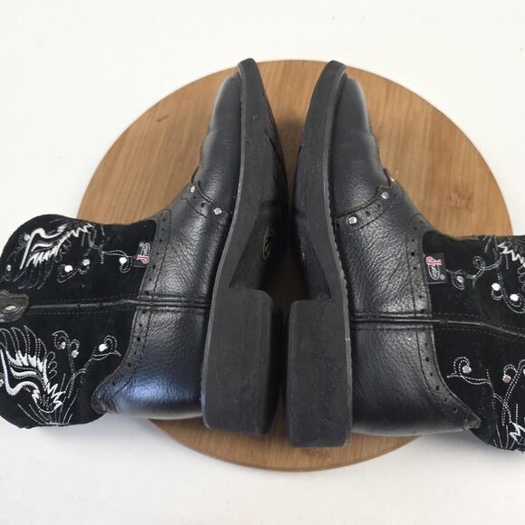 Justin Gypsy Boots Womens Black Leather Cross Angel Wings Cowboy Rodeo Sz 6 B - Picture 8 of 13